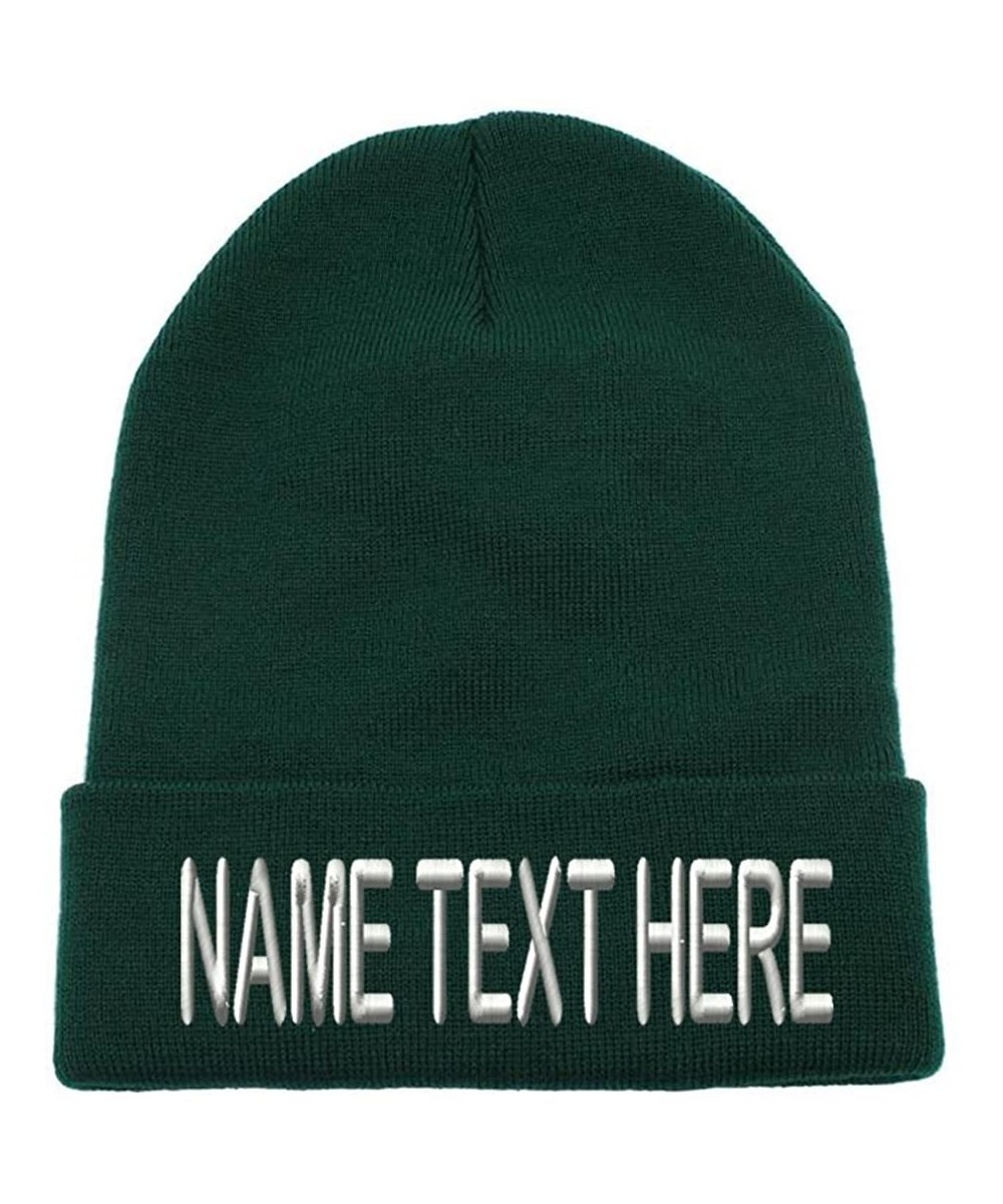 Skullies & Beanies Custom Embroidery Personalized Name Text Ski Toboggan Knit Cap Cuffed Beanie Hat - Forest Green - CD1896AS...