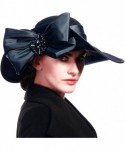 Fedoras Women Wool Felt Plume Church Dress Winter Hat - Asymmetry-navy - CM189CQR6WC $34.20