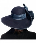 Fedoras Women Wool Felt Plume Church Dress Winter Hat - Asymmetry-navy - CM189CQR6WC $34.20