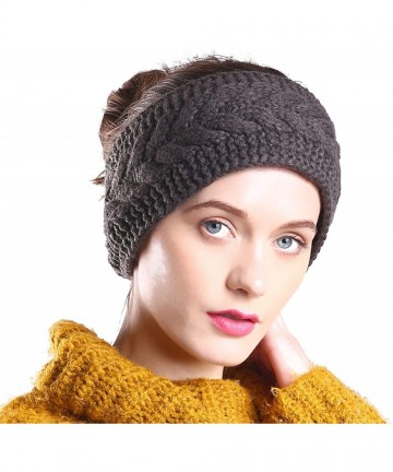 Cold Weather Headbands Fleece Lined Warm Cable Knit Winter Headband for Women Head wrap Ear Warmer - Dark Gray - CP18KLQMQTH ...
