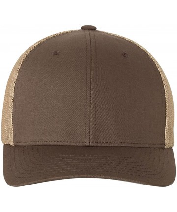 Baseball Caps Men's Two-Tone Stretch Mesh Fitted Cap - Brown/ Khaki - CB185HEWY42 $28.27