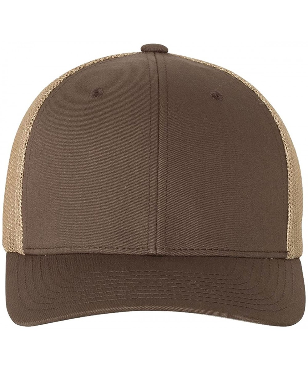 Baseball Caps Men's Two-Tone Stretch Mesh Fitted Cap - Brown/ Khaki - CB185HEWY42 $22.03