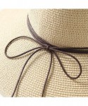 Sun Hats Women Wide Brim Straw Hat Bow Hat Sun Floppy Wide Brim Hats Beach Cap UPF 50+ (Beige) - Beige - C118U0G0U6W $26.54