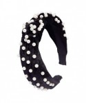 Headbands Velvet Top-knot Pearl Embellished Headband (Black) - Velvet Black - C018SDKXXNC $14.44