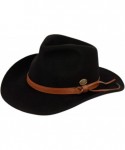 Fedoras Indiana Jones Style Men's Wool Felt Outback Fedora with Grosgrain or Faux Leather Band - He56black - CH18LDHR4I3 $52.52