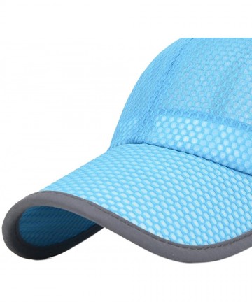 Bucket Hats Unisex Mesh Brim Tennis Cap Outside Sunscreen Quick Dry Adjustable Baseball Hat - A-light Blue - CO182Q0ZRHZ $16.47
