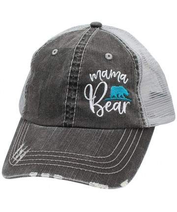 Baseball Caps Mama Bear Women's Embroidered Mom Trucker Hats & Caps - Turquoise - CE18ODTMZO3 $32.40