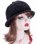 Berets Womens 1920s Look 100% Wool Beret Beanie Cloche Bucket Winter Hat A543 - Black - C61936SIGY9 $15.44