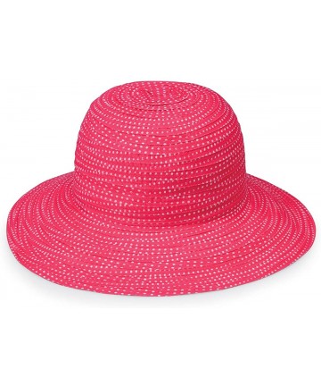 Sun Hats Women's Petite Scrunchie Sun Hat - UPF 50+- Packable for Every Day- Designed in Australia. - Fuchsia/White Dots - C7...