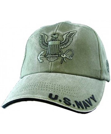 Baseball Caps US Navy Olive Drab Green with Anchor Ball Cap - CF118JD8AN5 $24.11
