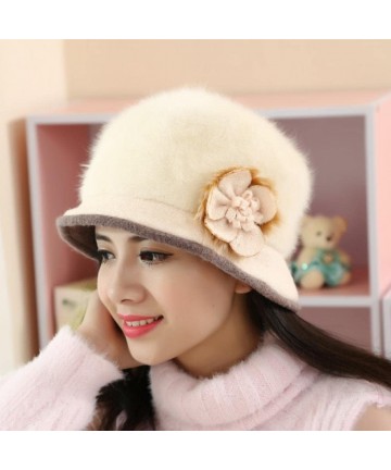 Berets Fashion Warm Winter WomenKnit Ski Crochet Slouch Hat Cap - Beige - CC12NFFUYJX $11.98