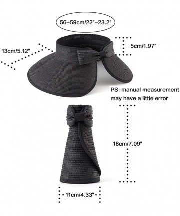 Sun Hats Foldable Sun Visors for Women - Beach Hat Wide Brim Sun Hat Roll-Up Straw Hat - C518T4SZRA8 $19.06