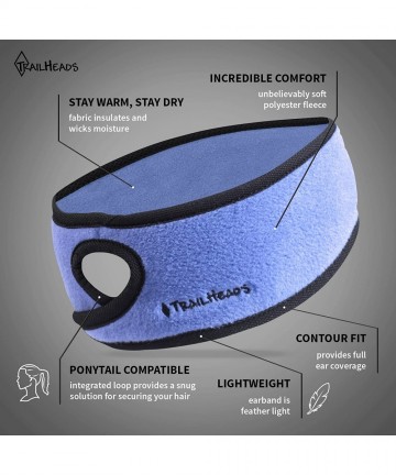 Balaclavas Women's Ponytail Headband - Fleece Earband - Winter Running Headband - French Blue / Black - C9113Y8PZJ3 $22.90