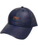 Baseball Caps Neon Open Sign Baseball Caps - Leather Navy - C4185LOY6OD $16.50