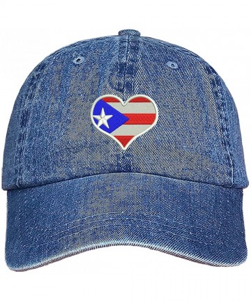 Baseball Caps Puerto Rico Flag Heart Unisex Baseball Hat - Light Denim - CL195H0ZNGI $24.20
