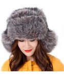 Bomber Hats Faux Fur Snow Trapper Hat with Ear Flap for Skiing Head Circumference 22"-22.8" - Silver Fox - CY124FVK58D $32.40