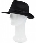 Fedoras Unisex Classic Solid Color Wide Brim Felt Fedora Hat w/Black Band - Diff Colors - Black - C6186I2Z623 $15.96