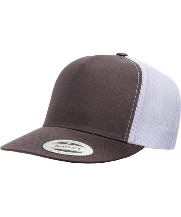 Baseball Caps Yupoong 6006 Flatbill Trucker Mesh Snapback Hat with NoSweat Hat Liner - Charcoal/White - CY18O86LEGT $18.82