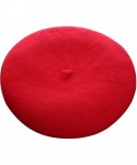 Berets French Style Classic Solid Color Wool Berets Beanies Cap Hats - Red - C41945LIHQI $14.17