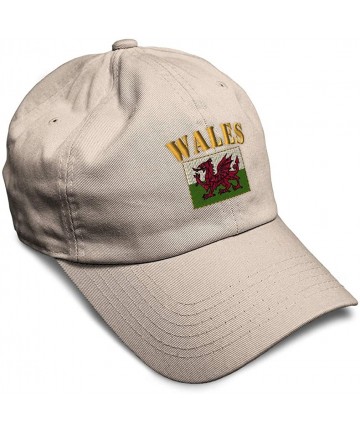 Baseball Caps Soft Baseball Cap Wales Flag Embroidery Dad Hats for Men & Women Buckle Closure - Stone - CQ18YSW99I0 $20.51