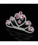 Headbands Little Princess Pink Crystal Girls Hair Tiara Crown Small Hair Combs Hair Jewelry - C111O0YFZ4P $12.04