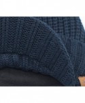 Skullies & Beanies Men's Outdoor Newsboy Hat Winter Warm Thick Knit Beanie Cap with Visor - Navy Blue - CD126Z64ZH3 $17.90