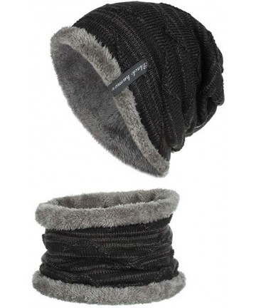 Skullies & Beanies Men Women Winter Warm Stretchy Beanie Skull Slouchy Cap Hat Fleece Lined - Black-b - CP192TNDWC4 $18.94