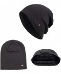 Skullies & Beanies Unisex Winter Oversized Slouch Skull Cap Beanie Large Skullcap Knit Hat with Thick Fleece Lined - Black - ...