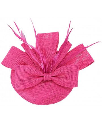 Berets Womens Fascinator Hat Sinamay Pillbox Flower Feather Tea Party Derby Wedding Headwear - A Rose Red - CX18ANZKL4A $12.58