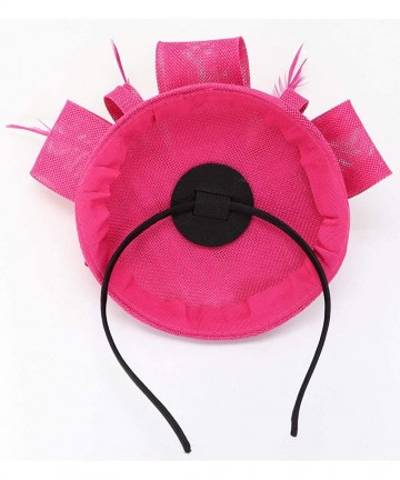 Berets Womens Fascinator Hat Sinamay Pillbox Flower Feather Tea Party Derby Wedding Headwear - A Rose Red - CX18ANZKL4A $12.58