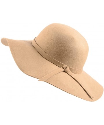 Fedoras Women's Foldable Wide Brim Felt Bowler Fedora Floopy Wool Hat (Camel) - CY188D2CTZ7 $23.73
