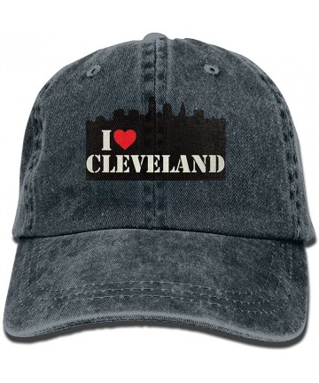 Cowboy Hats I Love Cleveland Skyline Trend Printing Cowboy Hat Fashion Baseball Cap for Men and Women Black - Navy - CG180OG8...