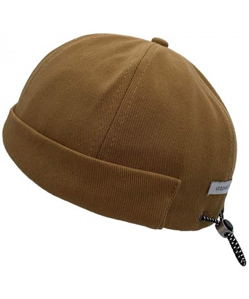 Skullies & Beanies Docker Cap Hats Sailor Cap Men Hats Worker Beanie Hat Retro Brimless Hat - Khaki - CC18YEMET7U $19.59