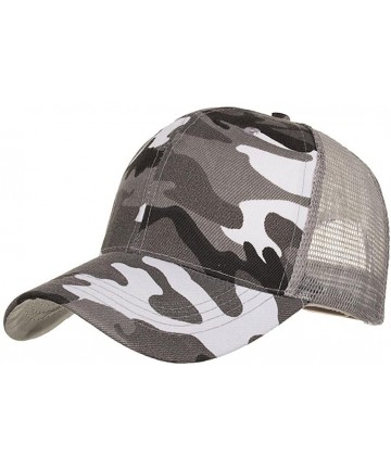 Baseball Caps Baseball Caps- Camouflage Low Profile Mesh Trucker Hats for Men Women - Gray - C018G02MELQ $11.04