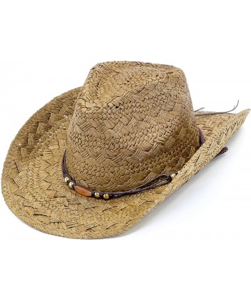 Cowboy Hats Old Stone Straw Cowboy Cowgirl Hat for Men Women Wide Brim Sun Hat Western Style - Jess Brown - C318U5YXALS $52.81