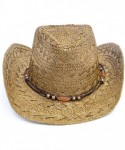 Cowboy Hats Old Stone Straw Cowboy Cowgirl Hat for Men Women Wide Brim Sun Hat Western Style - Jess Brown - C318U5YXALS $30.01