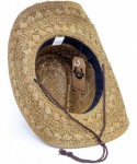 Cowboy Hats Old Stone Straw Cowboy Cowgirl Hat for Men Women Wide Brim Sun Hat Western Style - Jess Brown - C318U5YXALS $30.01