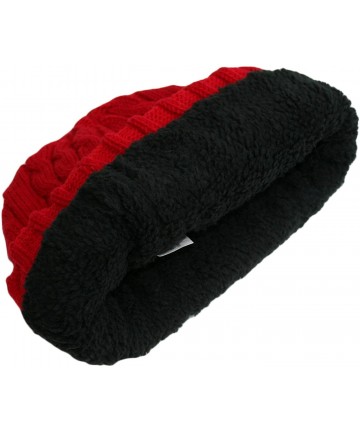 Skullies & Beanies Trendy Winter Warm Soft Beanie Cable Knitted Hat Cap For Women - Red - CJ127M2J7PT $12.51