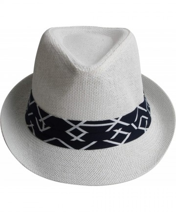 Fedoras Fedora Hats for Men & Women Tribly Short Brim Summer Paper - 05 - White - CC18W3WYTY5 $17.86
