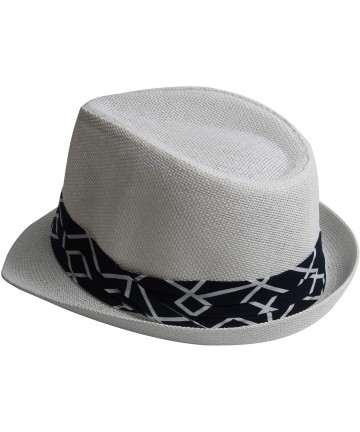 Fedoras Fedora Hats for Men & Women Tribly Short Brim Summer Paper - 05 - White - CC18W3WYTY5 $17.86