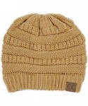 Skullies & Beanies Solid Ribbed Beanie Slouchy Soft Stretch Cable Knit Warm Skull Cap - Camel - C5183698L8L $15.53