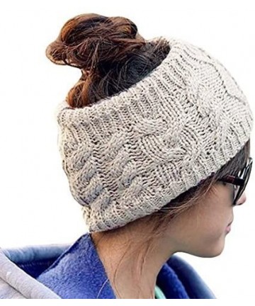 Headbands Women Handmade Knit Headband Crochet Headwrap Ear Warmed Headband Head Wrap - Beige - CW11QJP5TVR $14.07