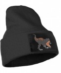 Skullies & Beanies Soft Woolen Cap for Unisex- 100% Acrylic Acid The Fierce Dinosaur Stocking Cap - Black - CK18R8AR6E0 $17.22