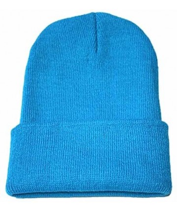 Skullies & Beanies Unisex Slouchy Knitting Beanie Hip Hop Cap Warm Winter Ski Hat - Sky Blue - CL18HYTYU2K $13.71