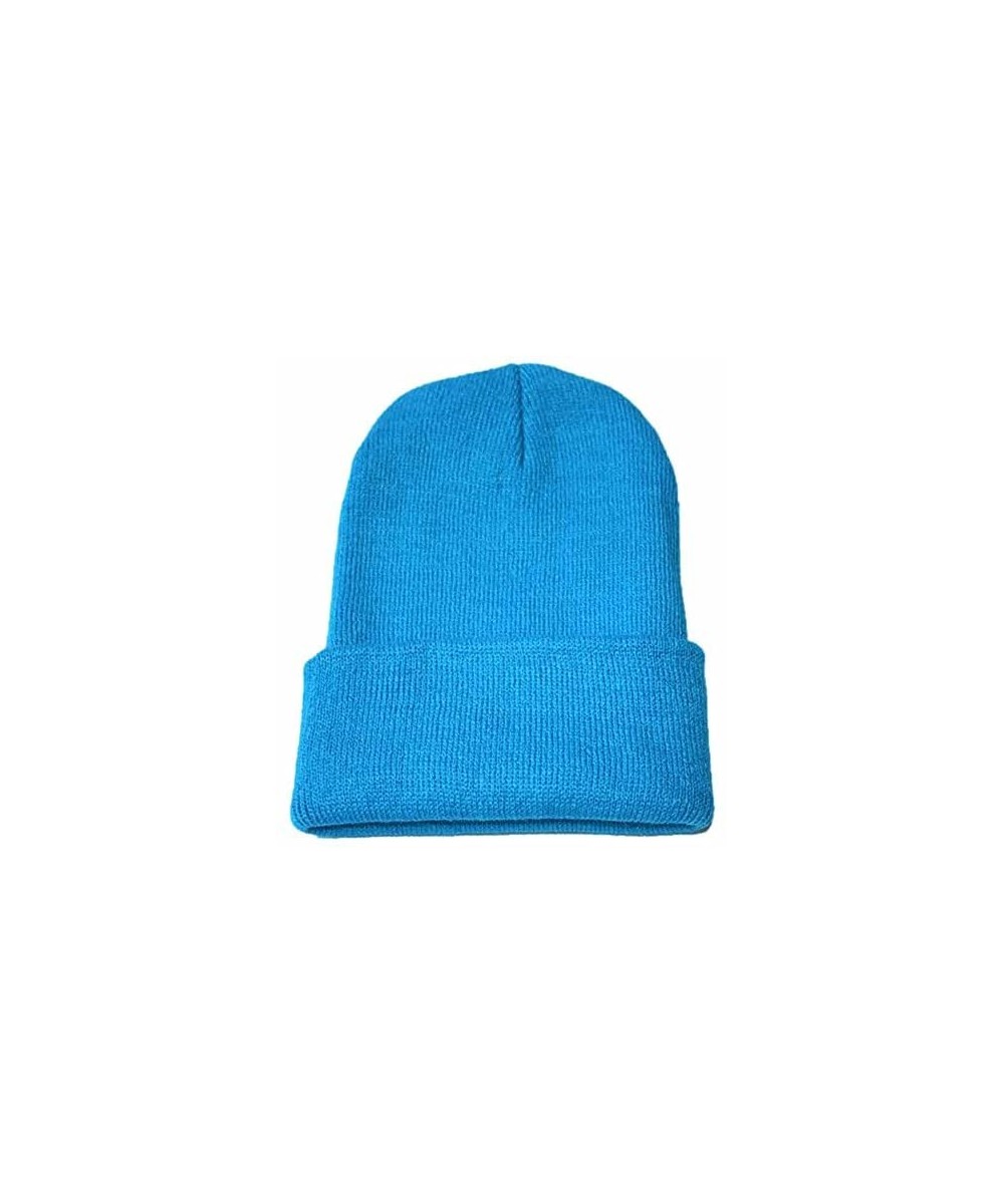 Skullies & Beanies Unisex Slouchy Knitting Beanie Hip Hop Cap Warm Winter Ski Hat - Sky Blue - CL18HYTYU2K $13.71