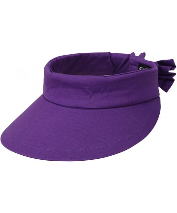 Sun Hats Women's SPF 50+ UV Protection Wide Brim Beach Sun Visor Hat - Purple - CX12J70RQG1 $18.38