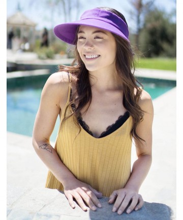 Sun Hats Women's SPF 50+ UV Protection Wide Brim Beach Sun Visor Hat - Purple - CX12J70RQG1 $18.38