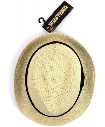 Fedoras Unisex Summer Short Brim Fedora - Hats for Men & Women + Panama Hats & Straw Hats - Classic Black Bands - CX17YU09T7I...