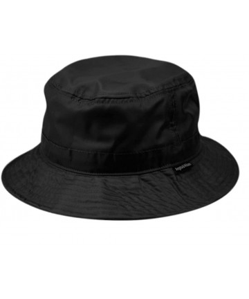 Rain Hats Foldable Water Repellent Rain Hat w/Adjustable Drawstring- Bucket Cap - Solid Black - CB18DZ4SG2O $25.43