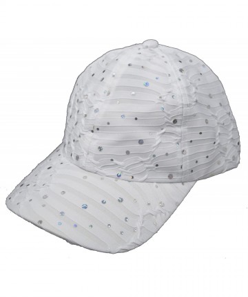 Baseball Caps Sparkle Baseball Cap [Style 630] - White - CZ11CYPYLZV $17.05
